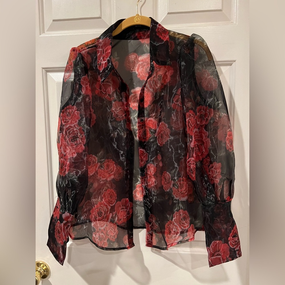 S***N Floral Organza Shirt NWOT (New Without Tag) Never Worn Size Small.